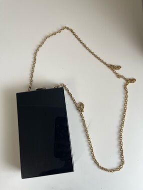 a new day Black Box Clutch with Gold Chain